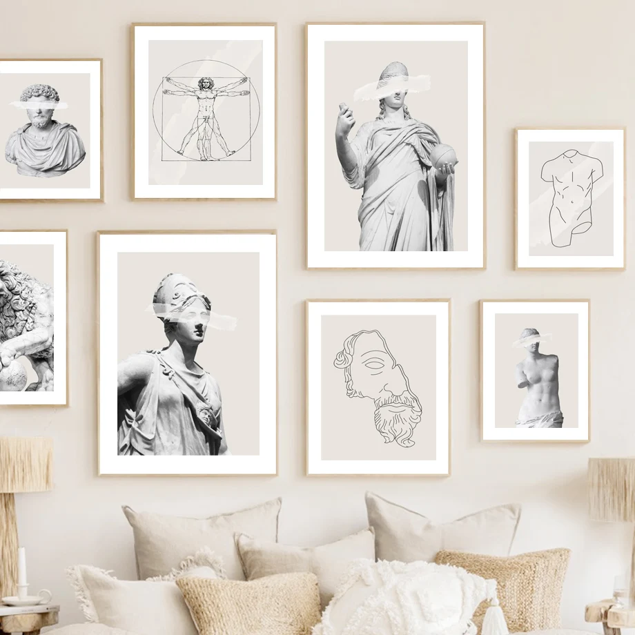 

Black White Greek Sculpture Line Nude Wall Art Canvas Painting Nordic Posters And Prints Wall Pictures For Living Room Decor