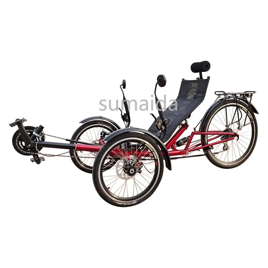 

3 Wheel Rear Suspension Recumbent Bicycle, Recumbent Tricycle Ordinary Pedal