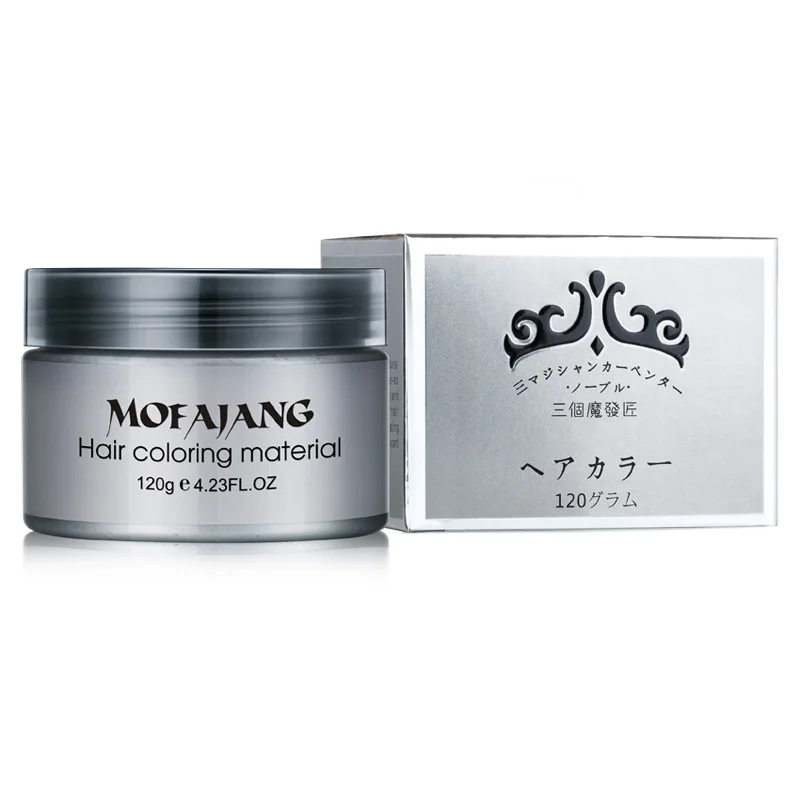 

Mofajang Color Hair Wax Styling Pomade Silver Grandma Grey Disposable Natural Hair Strong Gel Cream Hair Dye for Women Men