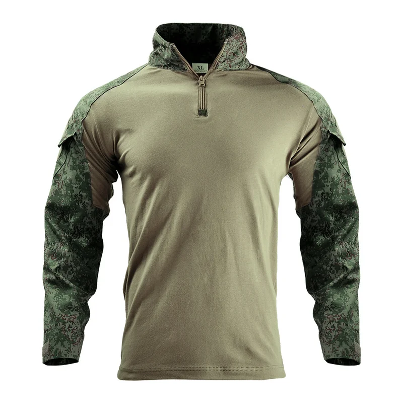 

Men Long Sleeve Tactical T-shirt Solid Cotton Military Shirt Army Fans Outdoor CS Field Quick Dry Camouflage Clothing Tops