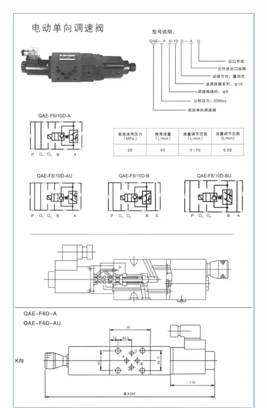QA-F6D-AU односторонний регулирующий клапан скорости Q-F6D-P/2QA/QAE-F6/10D-A/F6/16D-BU/AU-B