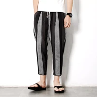 mens harem pants summer mens thin section casual pants harajuku cotton linen jogger striped pants