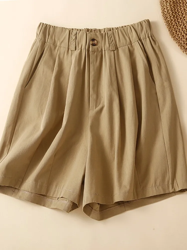 

Women Summer Short Pants New Arrival 2022 Simple Style Solid Color All-match Loose Female Knee Length Casual Pants B1941