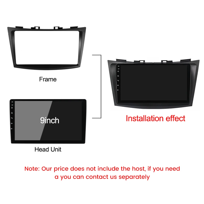 9-дюймовый 2 Din черный пластиковый монтажный кронштейн рамы для Suzuki Swift 2011 2012 2013 2014