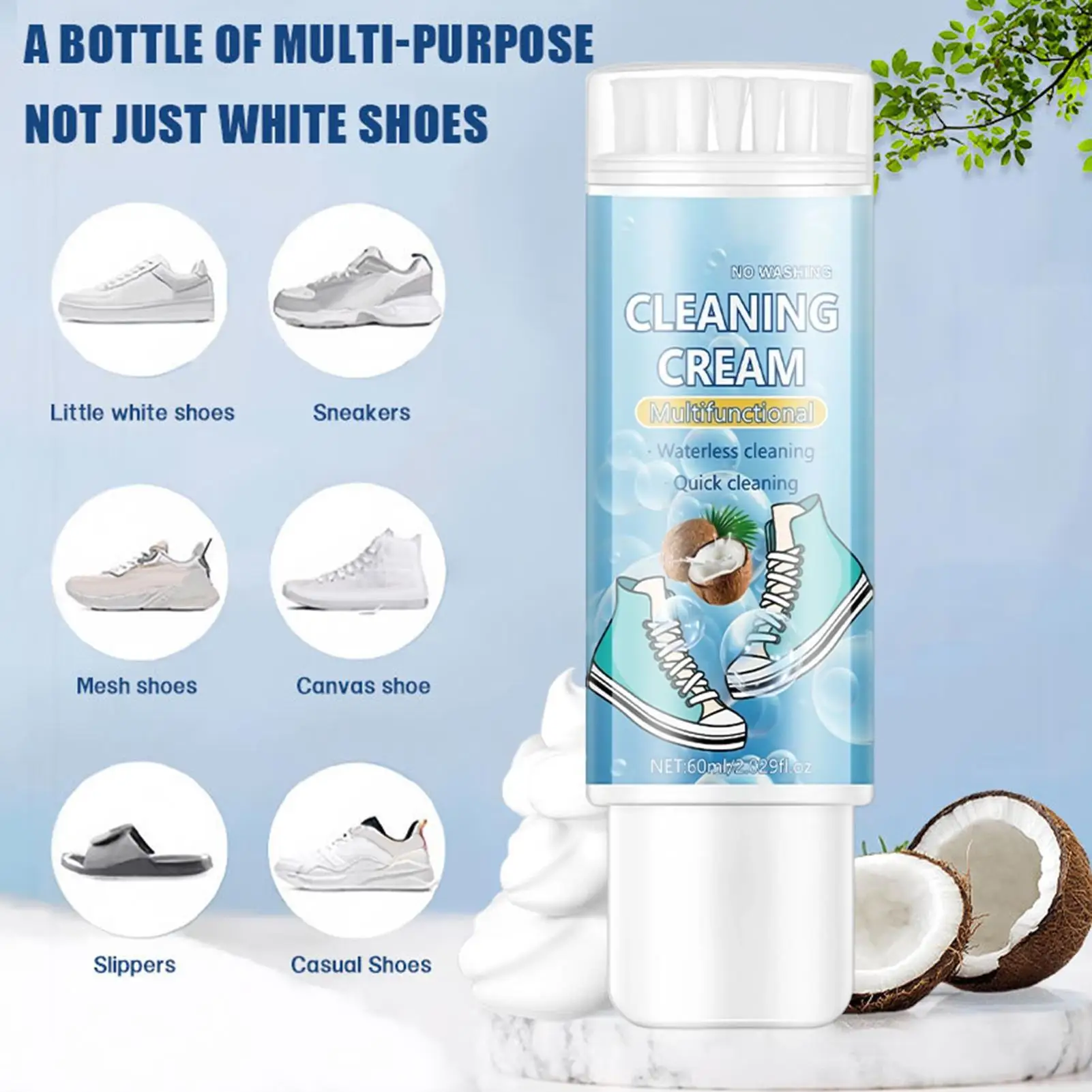 Фото Пенка для глубокой очистки обуви Canvas Shoe Cleaner 60 мл, осветляющая, безводная, для кроссовок, теннисной обуви, ткани и кожи №5
