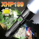 Новинка 2022, мощсветильник яркий фонарик XHP199, перезаряжаемый светодиодный фонарик 18650 с USB, фонарик высокой мощности XHP160 XHP90, водонепроницаемая лампа для кемпинга