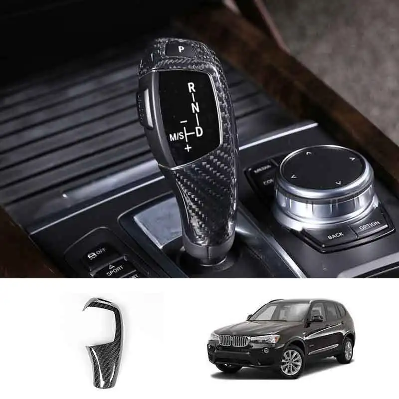 

Dry Carbon Fiber Inner Gear Shift Knob Shifter Lever Trim For BMW X5 X6 2014-18