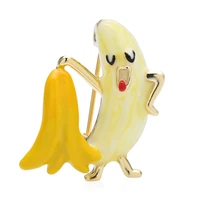 wulibaby take peel banana brooch pins for women unisex enamel cute cartoon fruits summer brooches fashion jewelry gifts