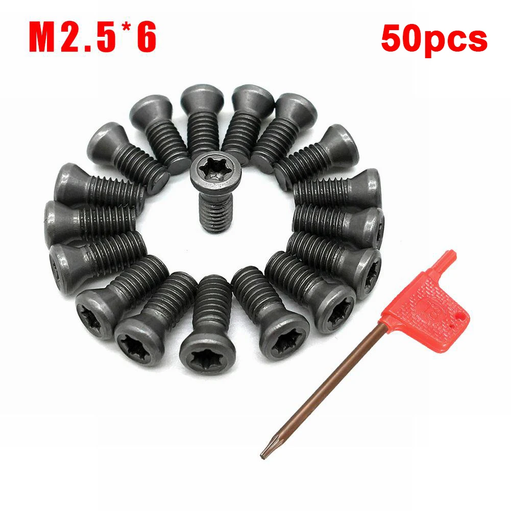 

50pcs M2 M2.5 M3 M3.5 M4 M5 Black Torx Socket Head Screws CNC Lathe Tool For Carbide Inserts Bolt Screw With Wrench