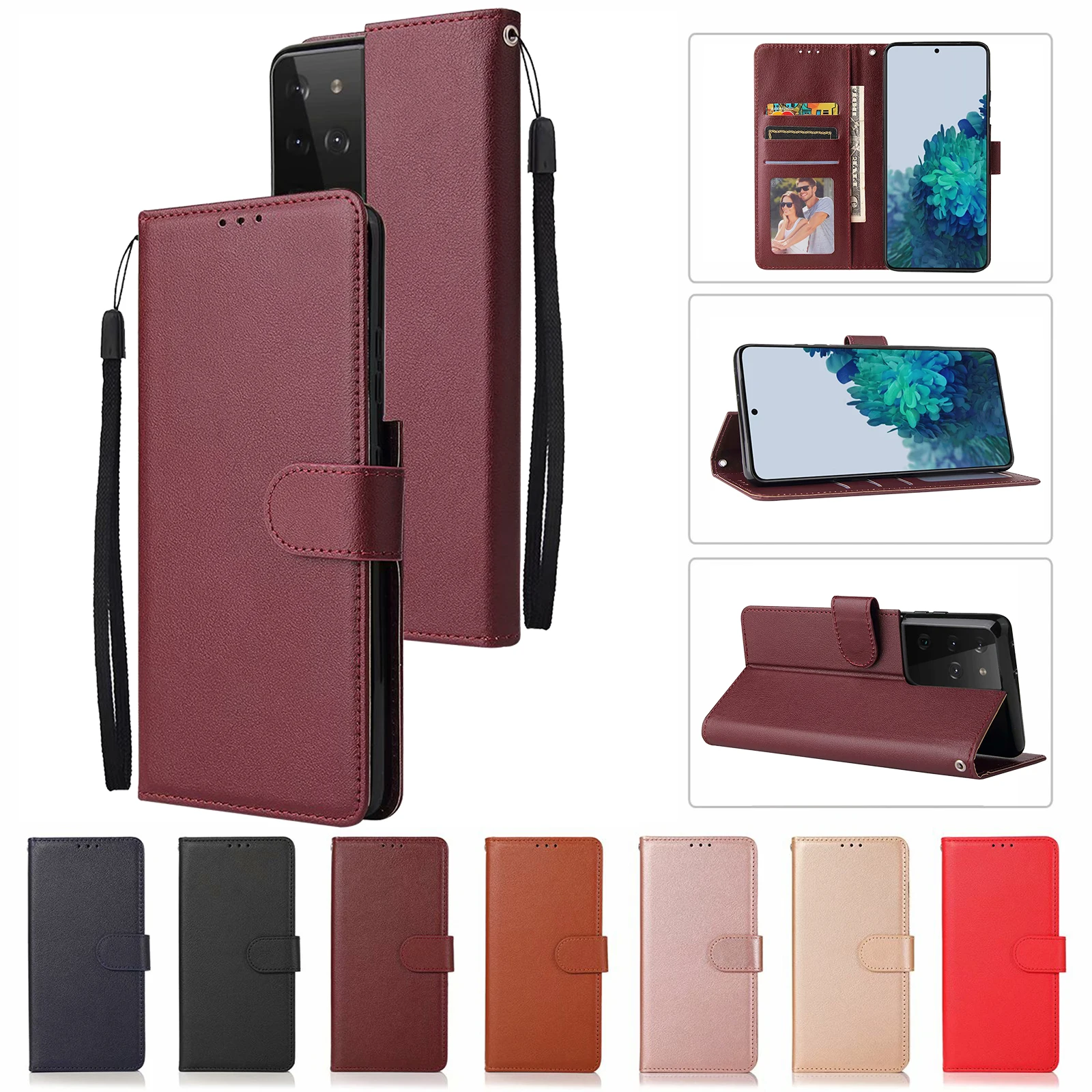 

Leather Case For Samsung Galaxy S21 S30 S20 FE Ultra S10 Lite S10e S9 S8 Plus S7 S6 Edge Note 20 10 9 8 Funda Flip Wallet Case