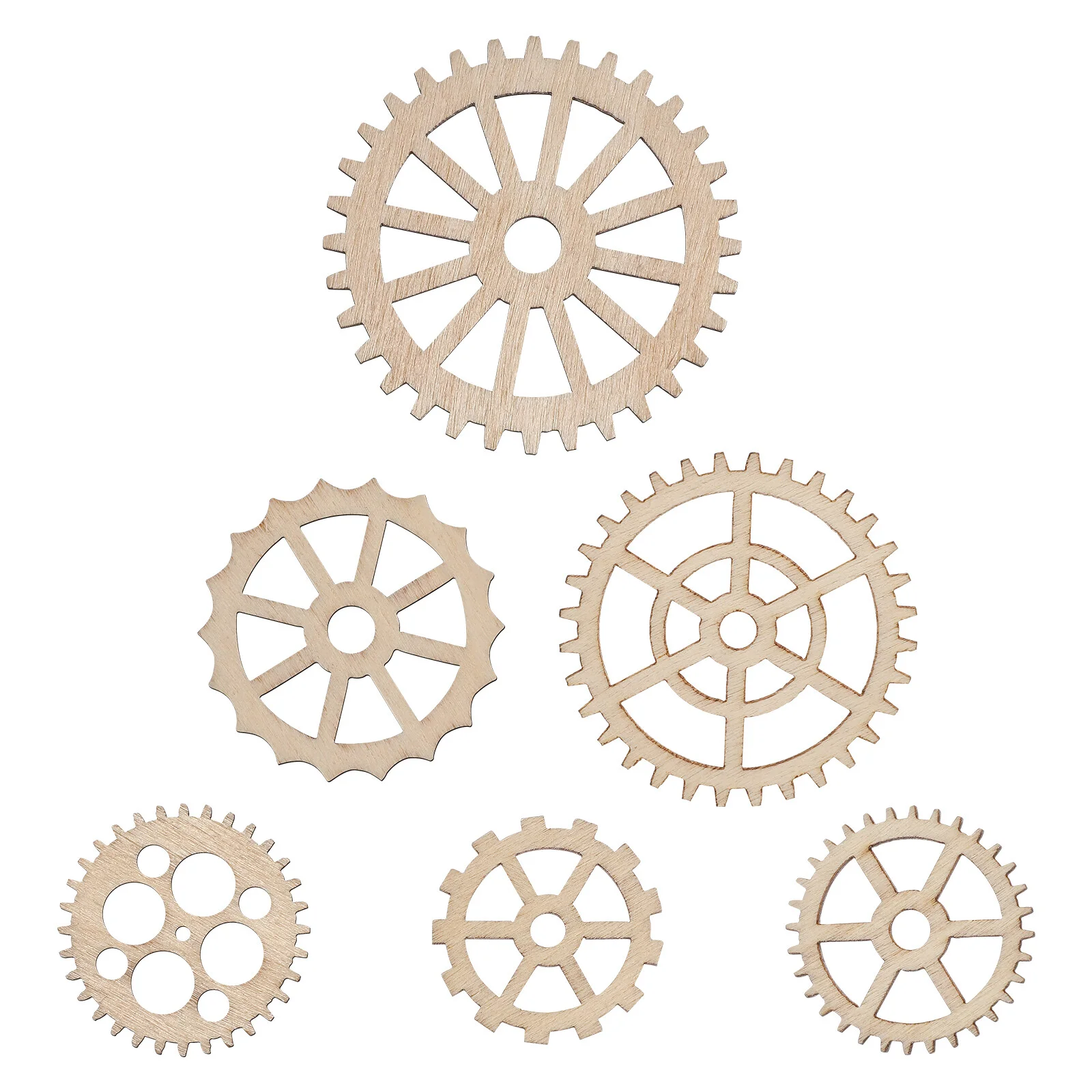

50 Pcs Accessories Mini Wood Decor Crafts DIY Hanging Wagon Wheel Cutouts Hollow