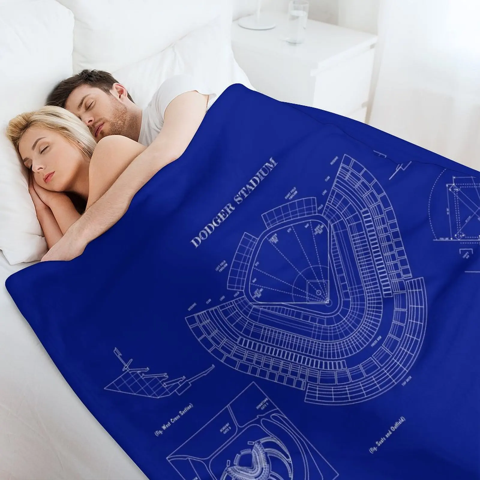 Одеяло Dodger Stadium (белый трафарет-без фона) Роскошное очень большие пледы винтажные