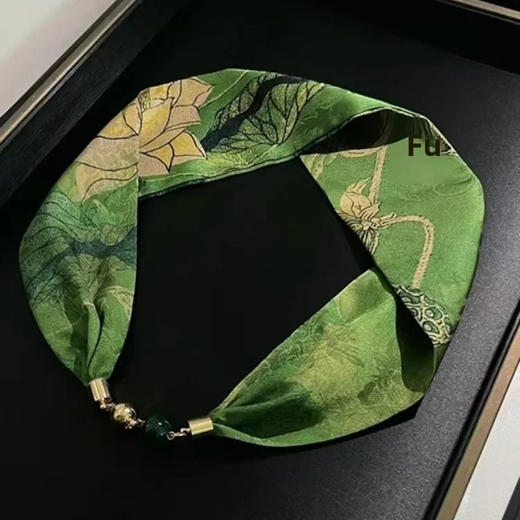 Элегантный шелковый шарф с магнитной застежкой в китайском стиле женское летнее
