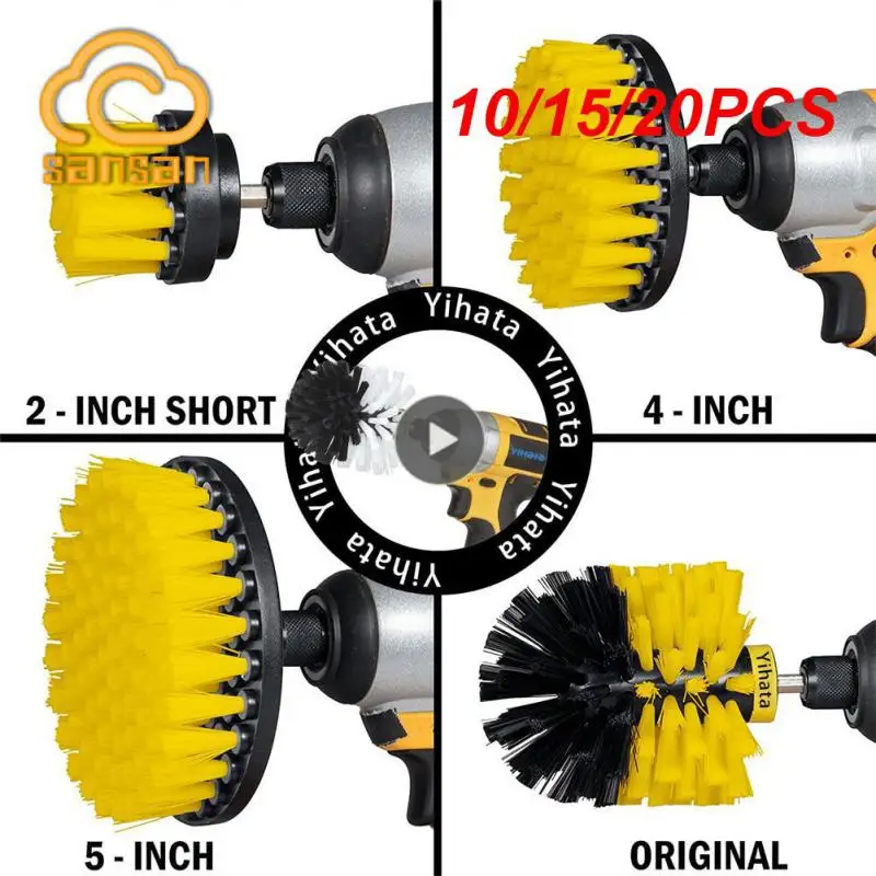 

10/15/20PCS Drill Brush Polisher Scrubber Brushes Round Plastic With Extender Power Scrubber Brush Auto Tires Cleaning