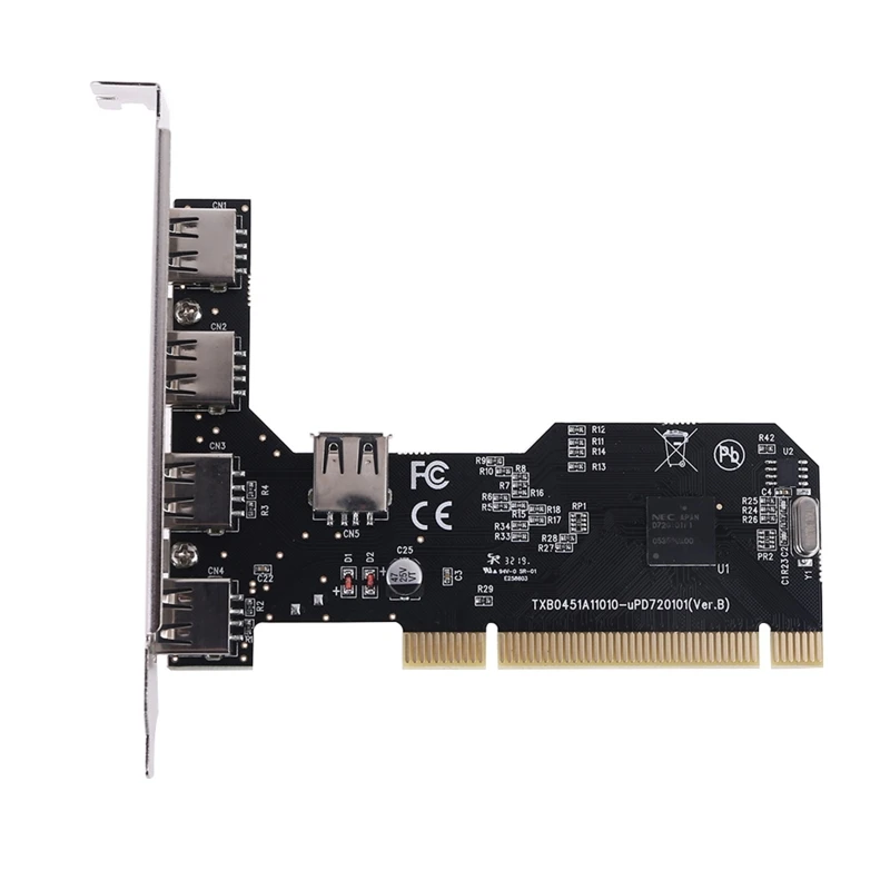 

2022 Новый 5-портовый USB2.0 PCI контроллер Hub Плата расширения 480 Мбит/с
