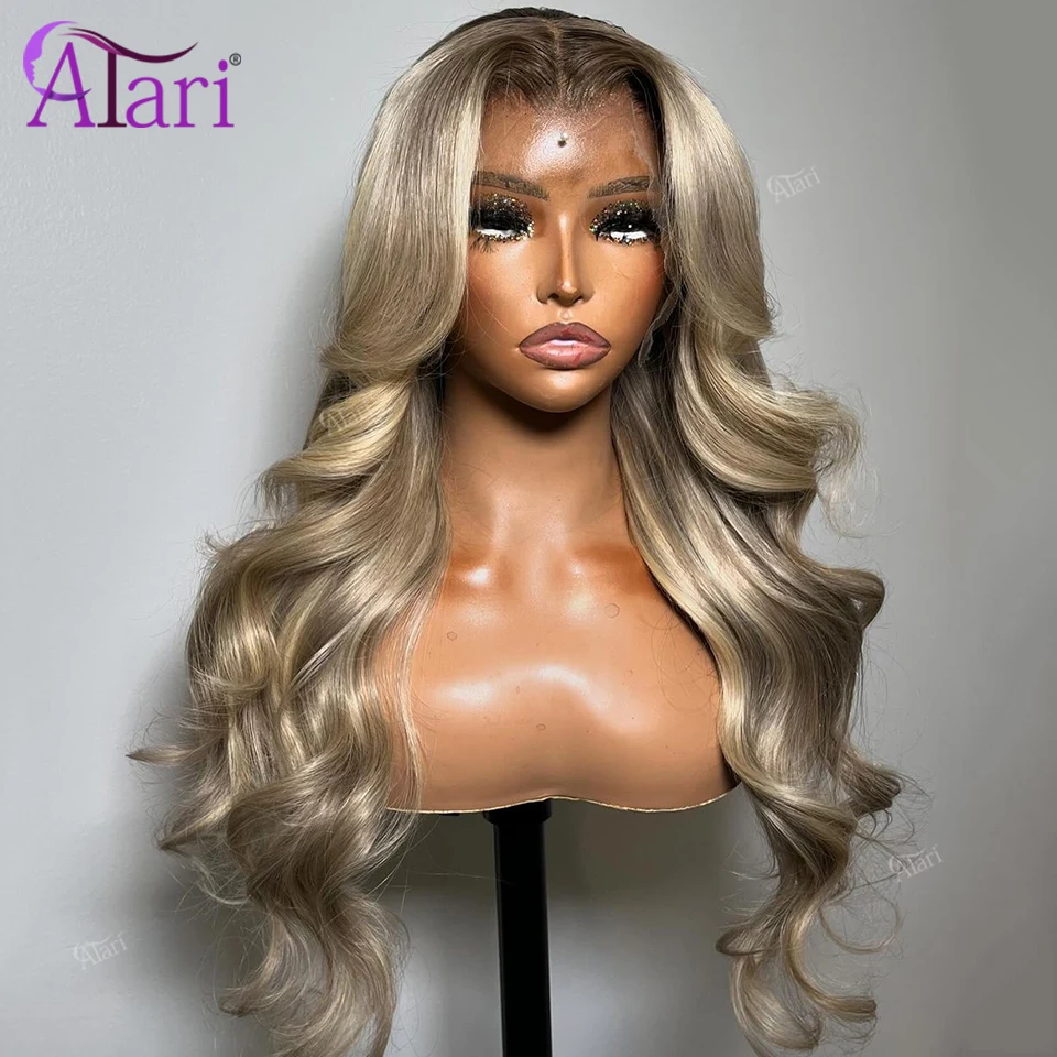 Пепельно-русый в полоску 13x6 13x4 кружевные фронтальные прямые парики из