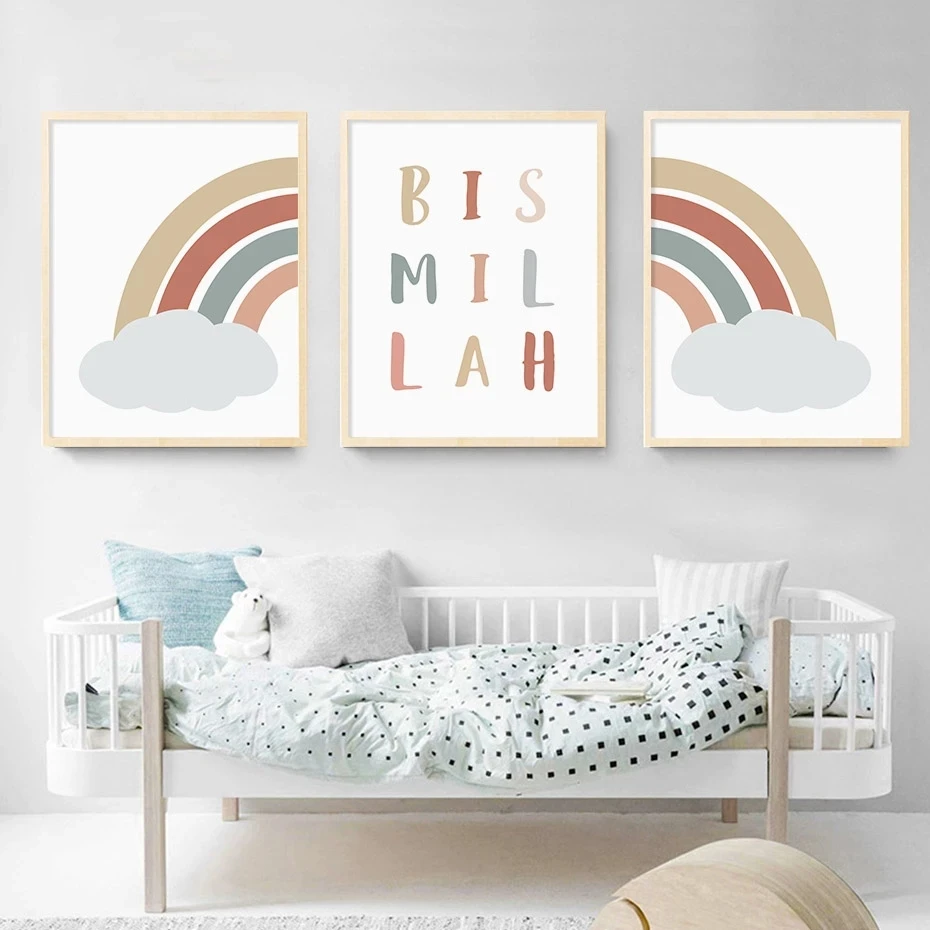 

Rainbow Cloud Wall Art Canvas Painting Nursery Art Prints Kids Poster Alphabet Posters Nordic Wall Pictures For Baby Room Decor
