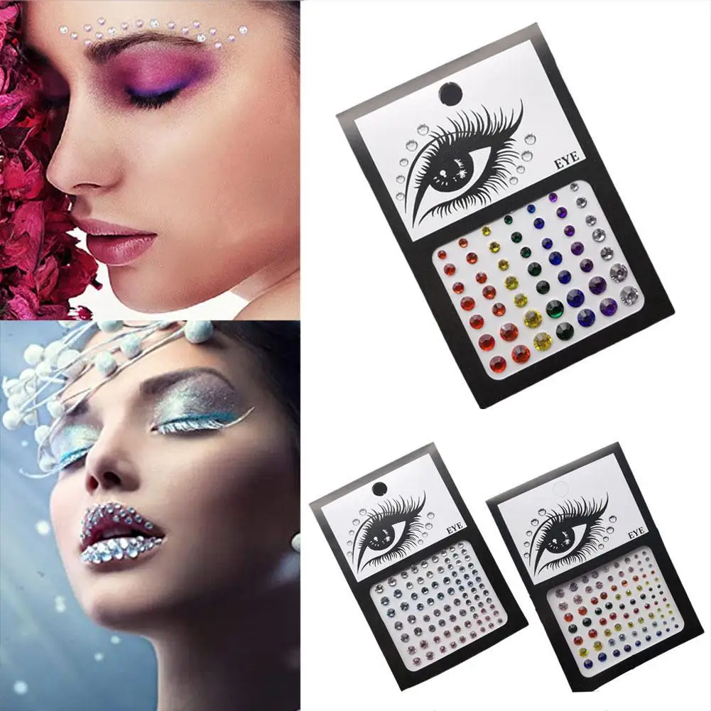 

3 Colors Eyeliner Eyeshadow Tattoo Sticker Glitter Diamond Makeup Face Gems Stick Body Glitter Crystals Rhinestones Eye Stickers