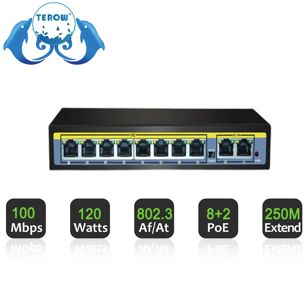 

Сетевой коммутатор с 10 портами, 52 в, 8 портов, Мбит/с