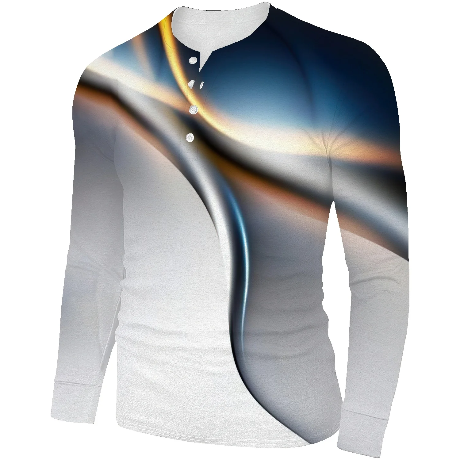 

Классическая хлопковая приталенная белая Простая рубашка с воротником «Генри» и длинными рукавами, в стиле ретро