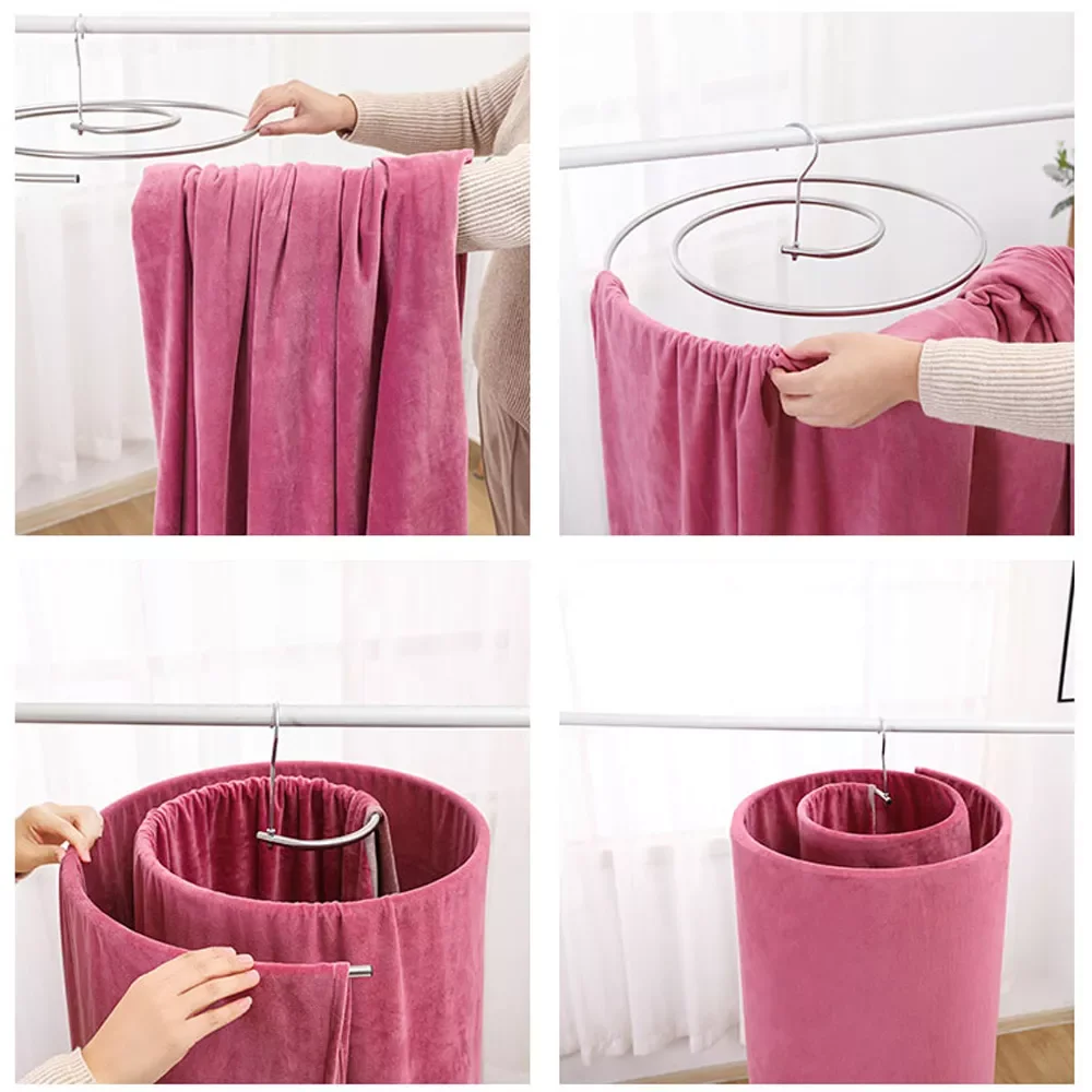 

20222022Round spiral Quilt Sheets Hanger Stainless Steel Rotating Drying Rack Save Space Blanket Hanger Outdoor Home Balcony Han