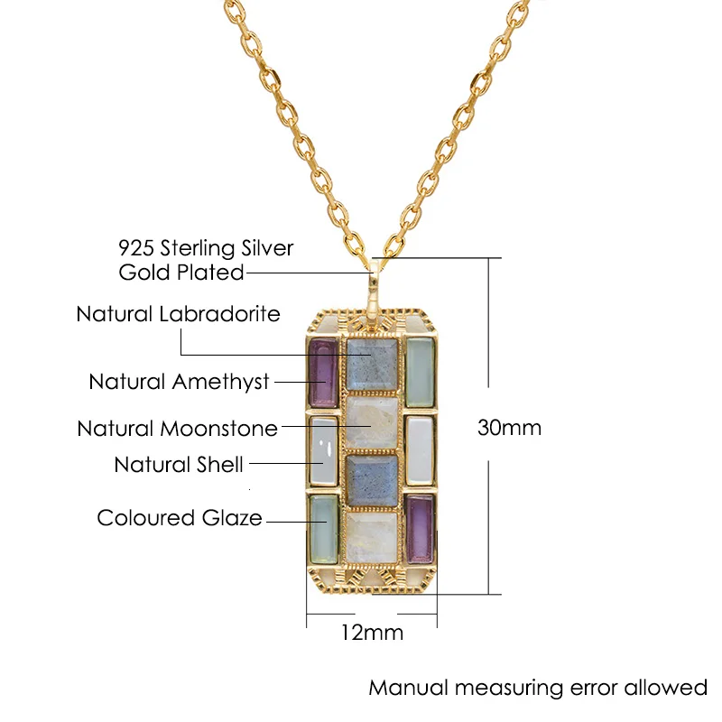 LAMOON натуральный лунный камень лабрадорит цветной драгоценный подвеска