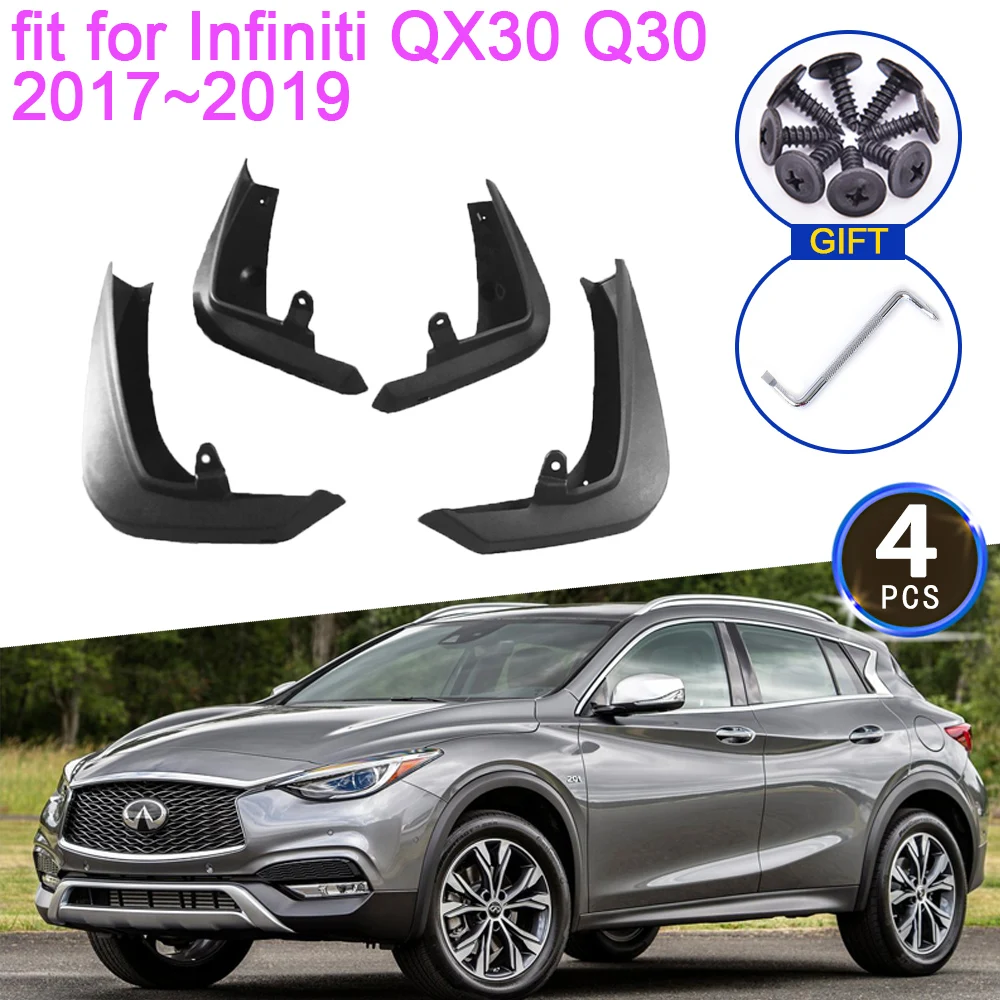 

Брызговики для Infiniti QX30 2016 2017 ~ 2019 аксессуары 2018 крыло передние и задние колеса брызговики защита от брызг автомобиля 2022 2023