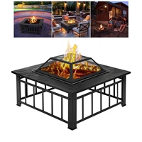 honhill 32inch iron large fire pits cast iron firepit modern stylish bbq burn pit outdoor for garden patio terrace camping stand