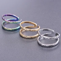 two layered open stainless steel rings for women men accessories fashion aesthetics ring adjustable bague femme acier inoxydable
