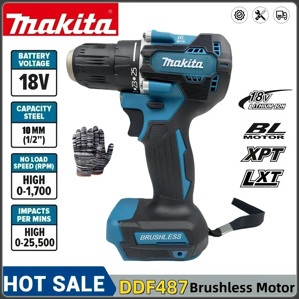 Новинка 2024 Makita DDF487 отвертка аккумуляторная ударная дрель 18 В LXT электрический