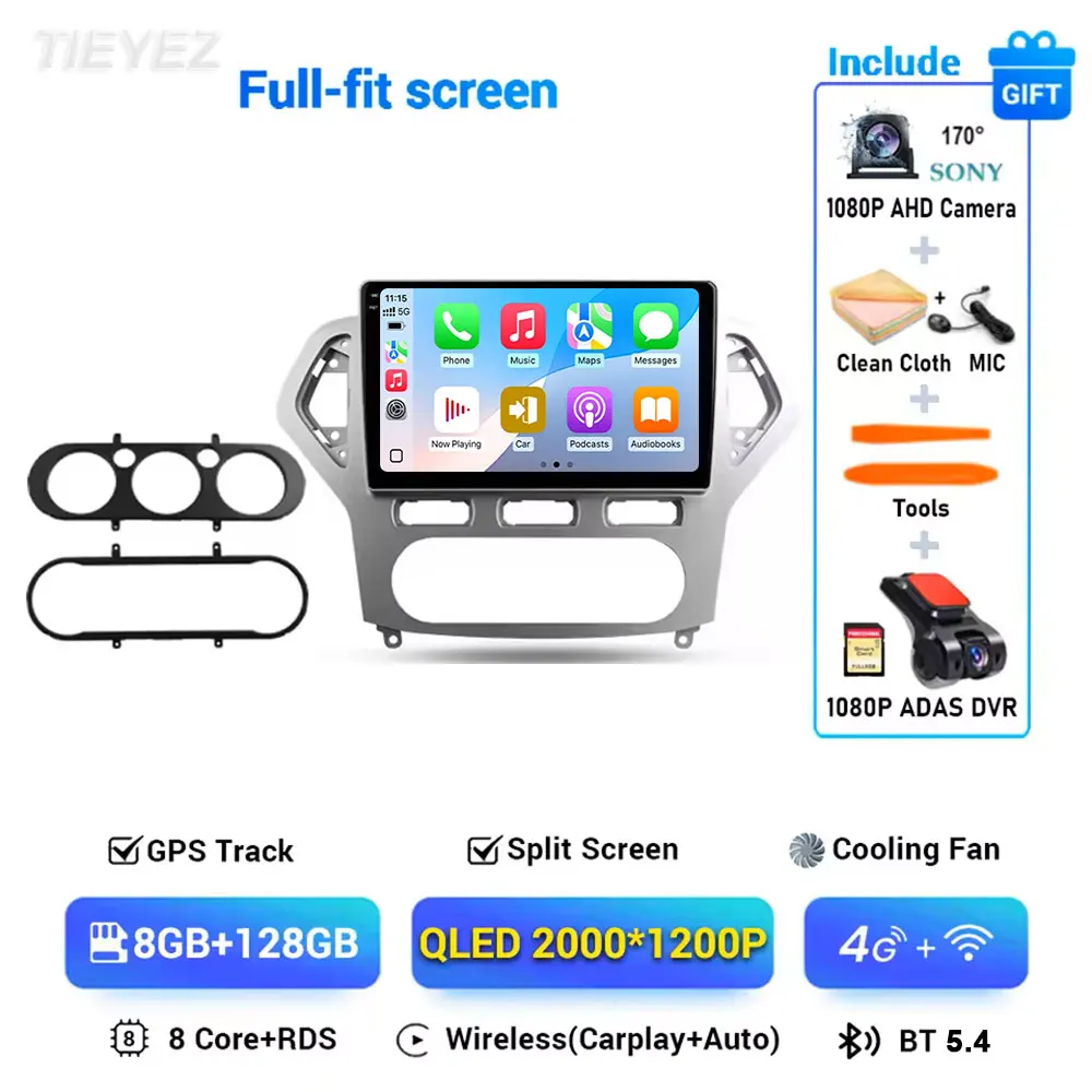 

Для Ford Mondeo MK4 Мультимедиа 2006 2007 2008 2009-2010 Android 15, автомобильный радиоприемник Carplay, мультимедийный плеер, GPS-навигация, 4G