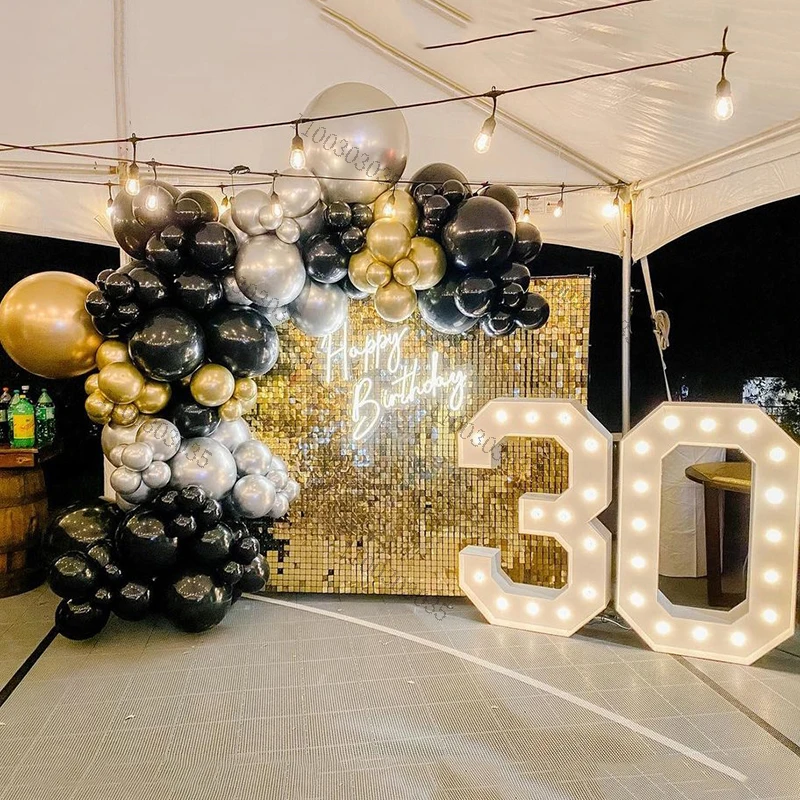 

5/10/18 Inch Black Gold Silver Chrome Balloons Garland Arch Kit For Birthday Party Decorations Baby Shower Baptism Air Globos