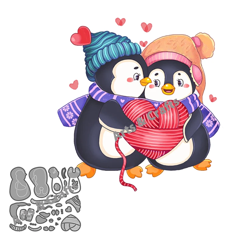 

Penguins Sweet Love 2023 DIY New Scrapbooking Metal Cutting Dies Stencils Crafts Die Cut Album Paper Card Making Handicrafts