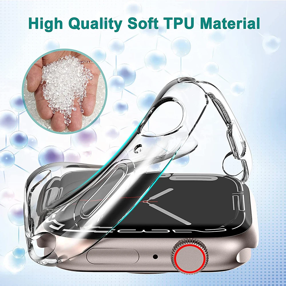 Screen Protector For Apple Watch Case 45MM 41MM 44MM 40MM TPU bumper Cover 42MM 38MM accessories iwatch series 8 7 SE 6 5 4 3