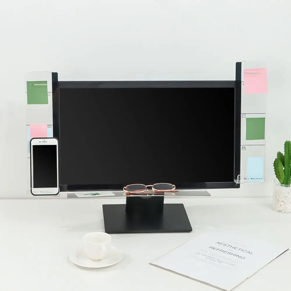 

Creative Phone Holder Acrylic Transparent Desktop Organization Screen Message Board Memo Clamp Monitor Display