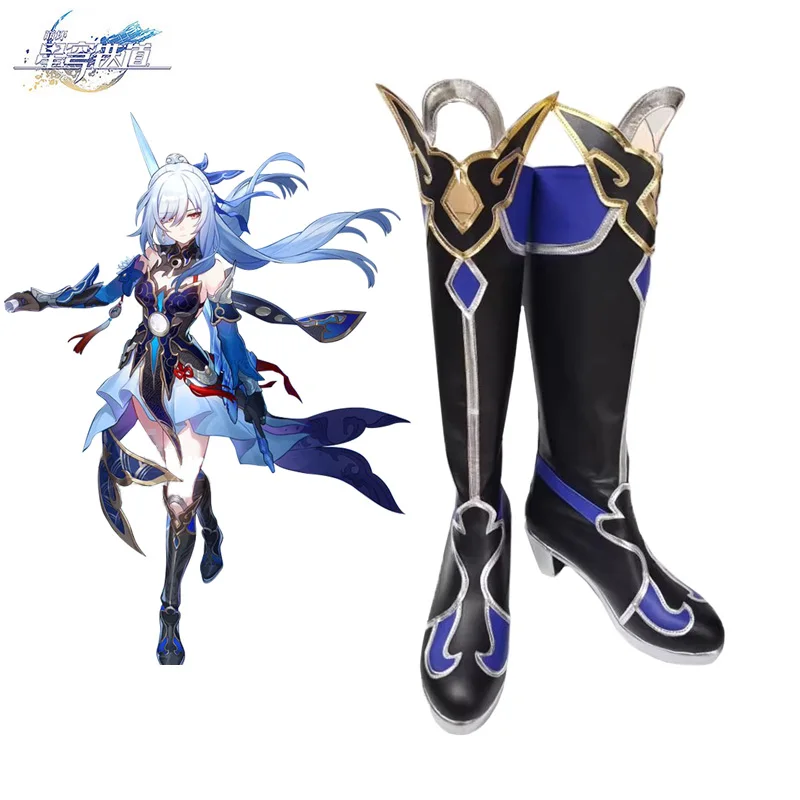 

Женская обувь для косплея Honkai Star Rail Jingliu, длинные ботинки, высокий каблук, Боевая искусственная игра, набор аксессуаров для Хэллоуина
