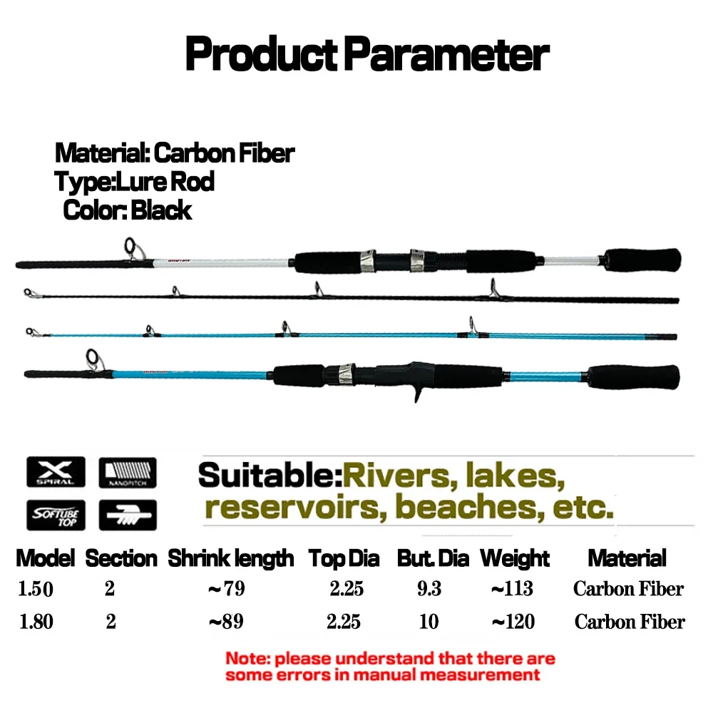 Кастинговое удилище вращающаяся удочка 1 5-1 8 м синий белый цвет для бросания