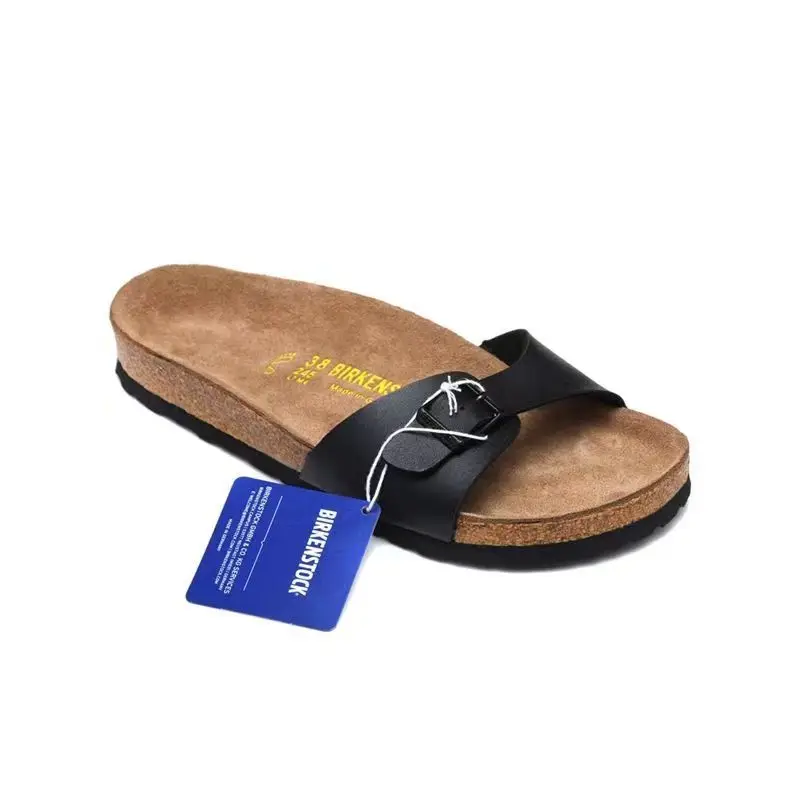 Boken Sandals Women Wear 2023 European And American Summer Leather Word Drag Holiday Leisure Beach Boken Cork Slippers Women