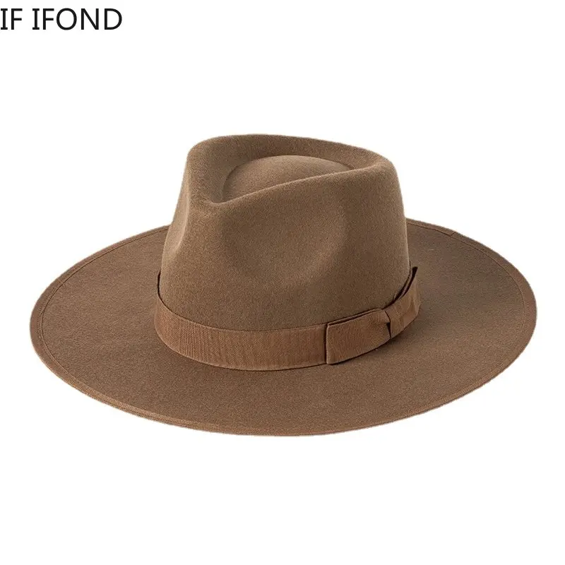 

2023 Autumn Winter Fedora Hat For Women Men British Style 100% Wool Church Jazz Hat Vintage Panama Party Hat