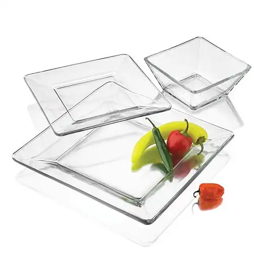 

Square Clear Glass Dinnerware Set Chopsticks Travel utensil set Spoon fork knife set Silverware Portable tableware Lunch box for