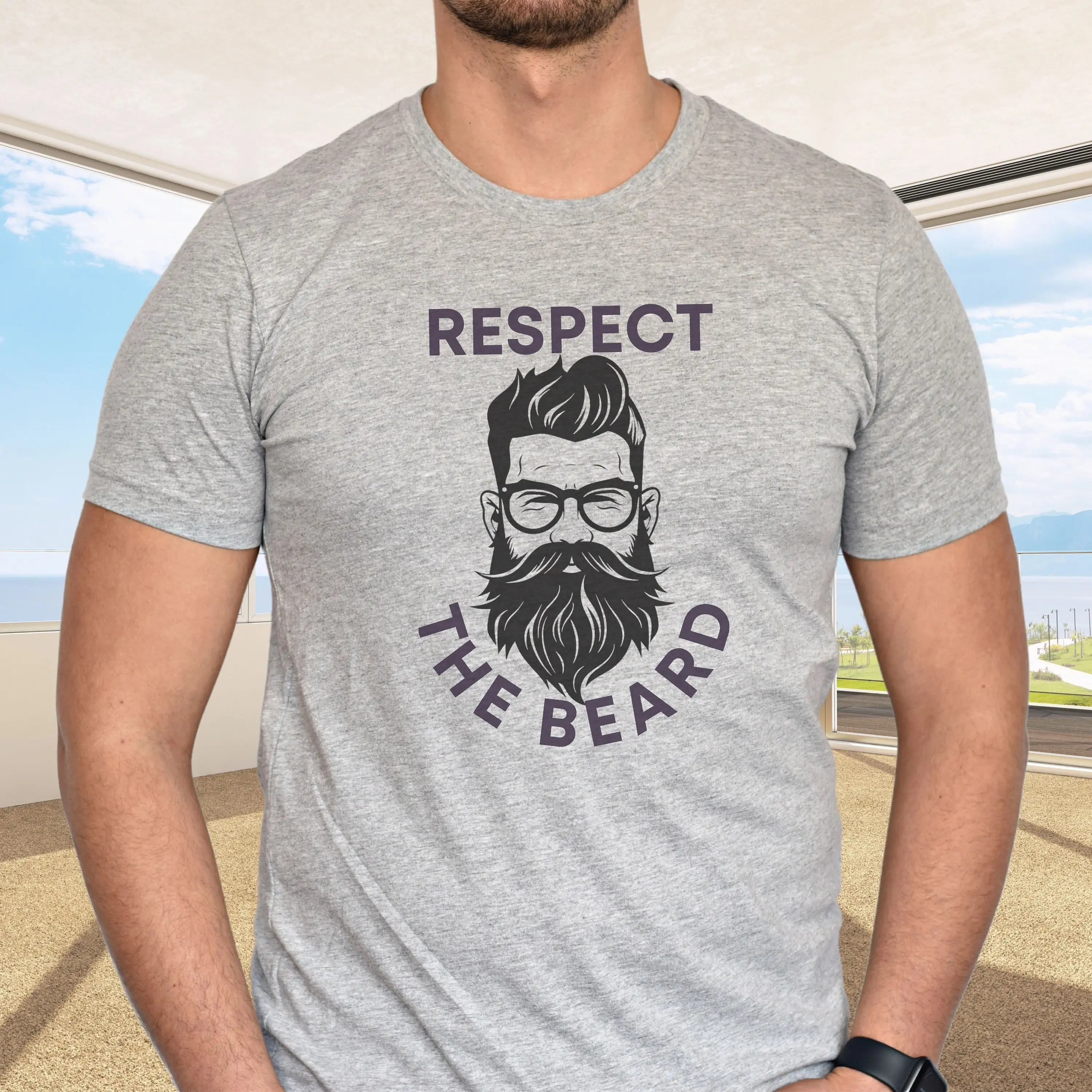 Футболка Поважайте борода с бородатым лицом и модным для папы дедушки дяди