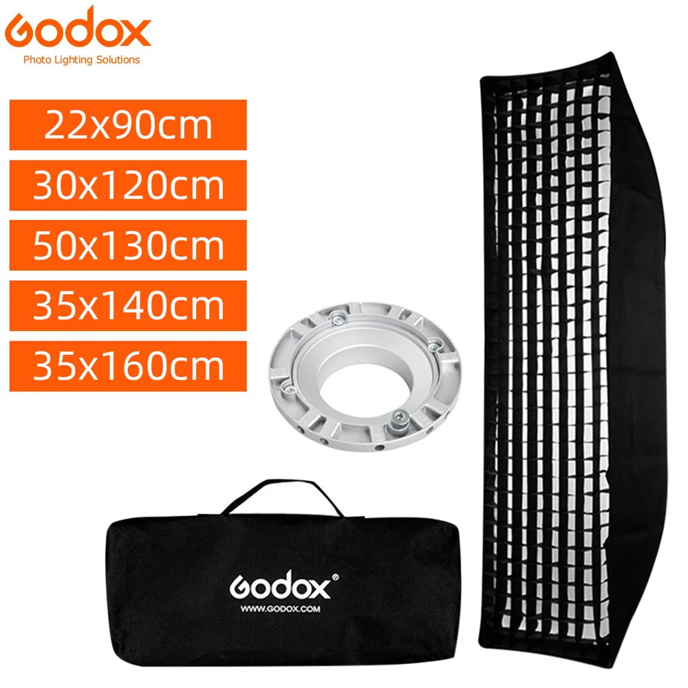 Godox 22x90 см 30x120 см 50x130 см 35x140 см 35x160 см прямоугольная полоса структура сот для крепления Bowens студийный софтбокс для вспышки Godox 22x90 см 30x120 см 50x130 см 35x140 см 35x160 см прямоугольная полоса структура сот для крепления Bowens студийный софтбокс для вспышки