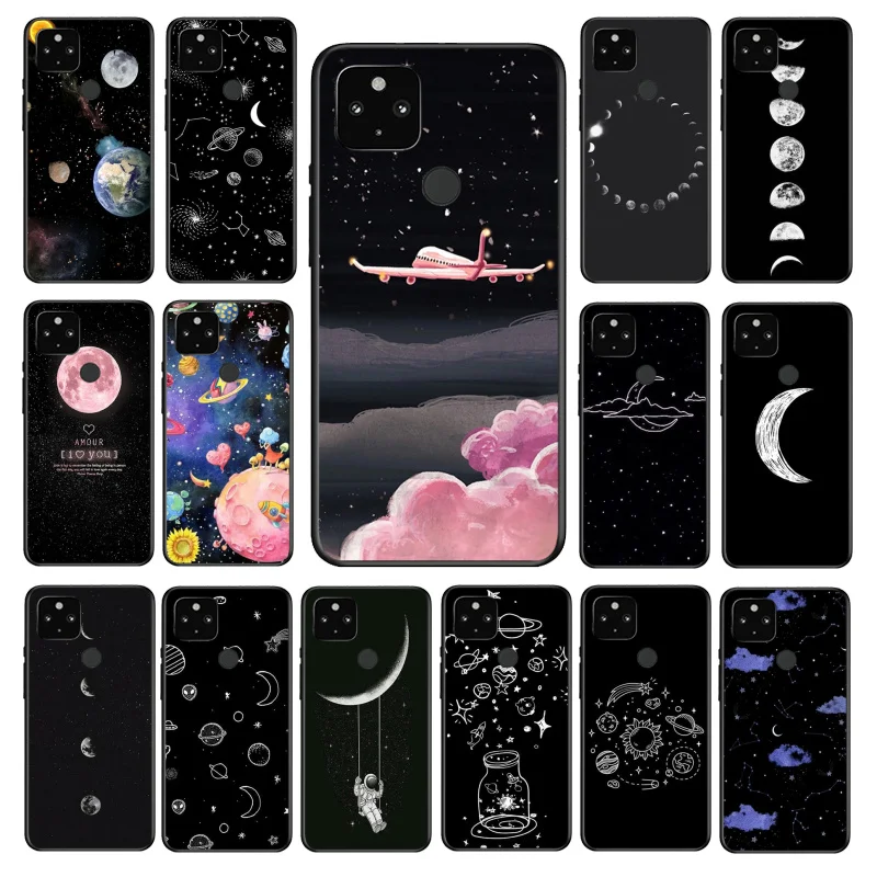 

Moon stars space astronaut Phone Case for Google Pixel 7 Pro 7 6A 6 Pro 5A 4A 3A Pixel 4 XL Pixel 5 6 4 3 XL 3A XL 2 XL
