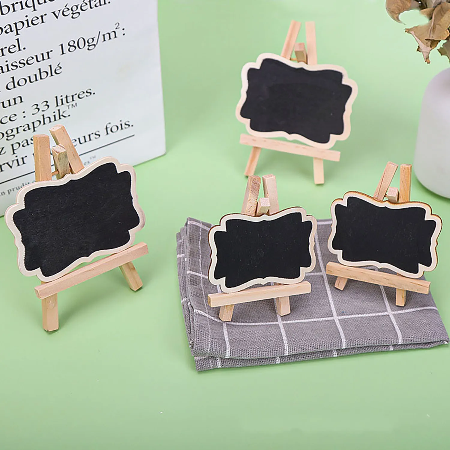 

5 PCS/Set Mini Wooden Blackboard Menu Label Chip Large Small Message Board Chalkboard Wedding Party Decor Ornaments Memo Props