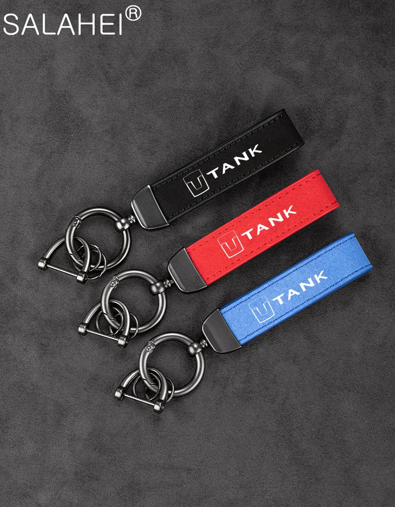 

Anti-lost Car Suede Leather Keychain Metal Keyring Charm For Great Wall GWM WEY TANK 300 500 Tank300 Tank500 Key Ring Accessory