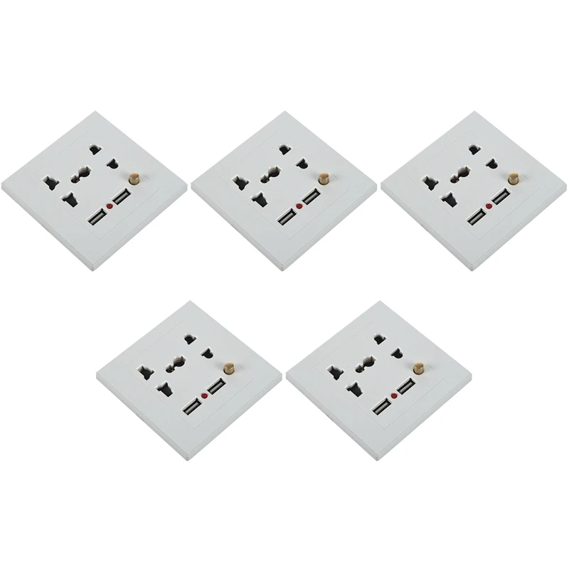 

5X 2.1A Dual USB Wall Charger Socket Adapter Universial Power Outlet Panel Wite Switch