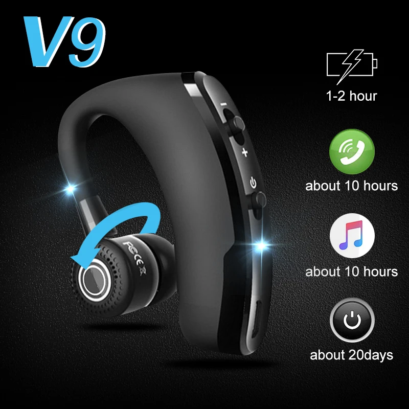 

Беспроводная Bluetooth-гарнитура V9 с микрофоном и голосовым управлением