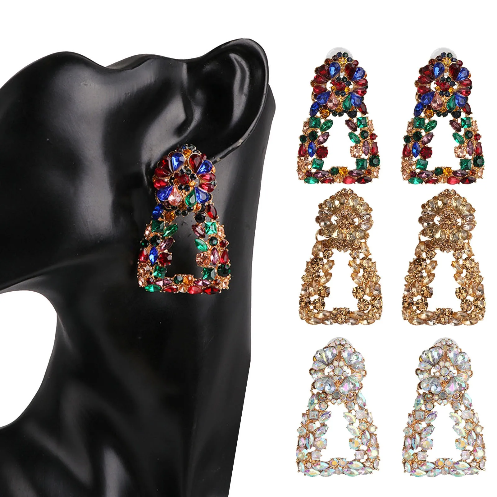 

Earrings For Women Girls Rhinestone Dangle Earrings For Prom Crystal Heart Geometric Teardrop Dangling Non Star Hoop Earrings