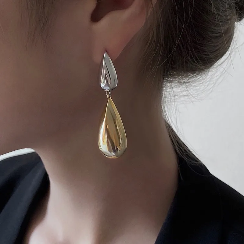 

Simple Water Drop Earrings for Women Fashion Golden Silver Color Asymmetric Stud Earring Women Jewelry Trendy Accessories Gifts