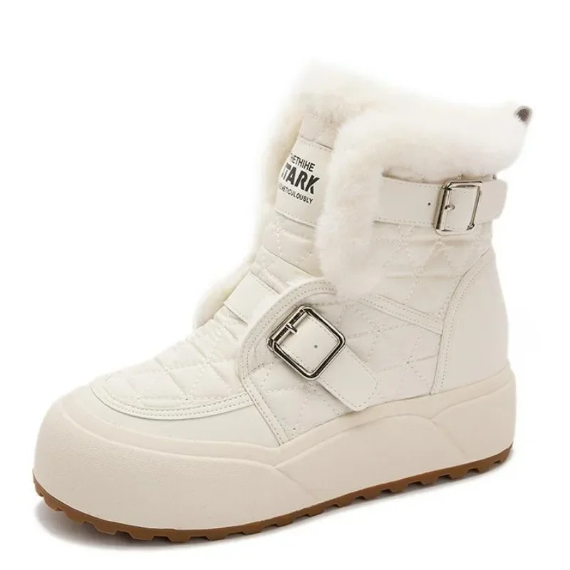 Женские зимние ботильоны из микрофибры на платформе